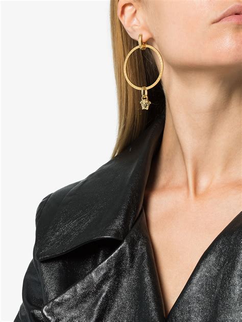 versace gold hoop earrings|versace medusa hoop earrings.